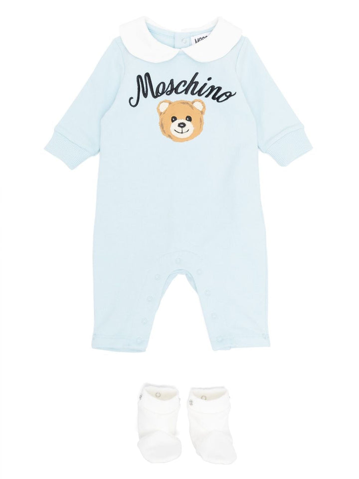 Baby blue onesie set with logo
