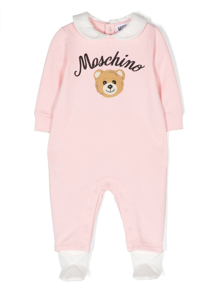 Pink onesie set for baby girls with logo