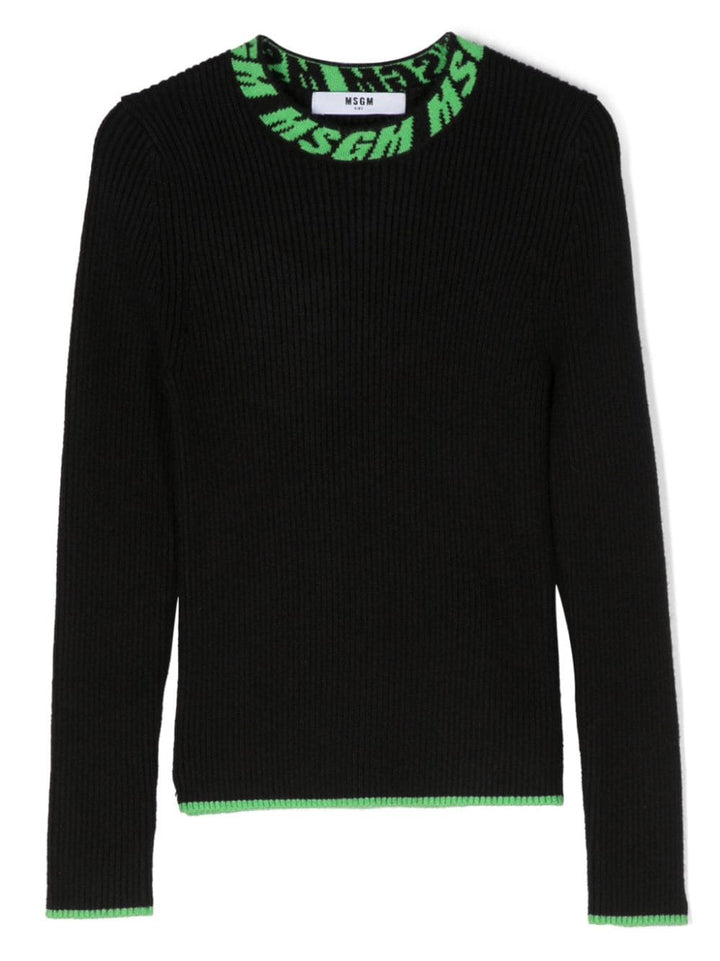 Black sweater for girls with logo