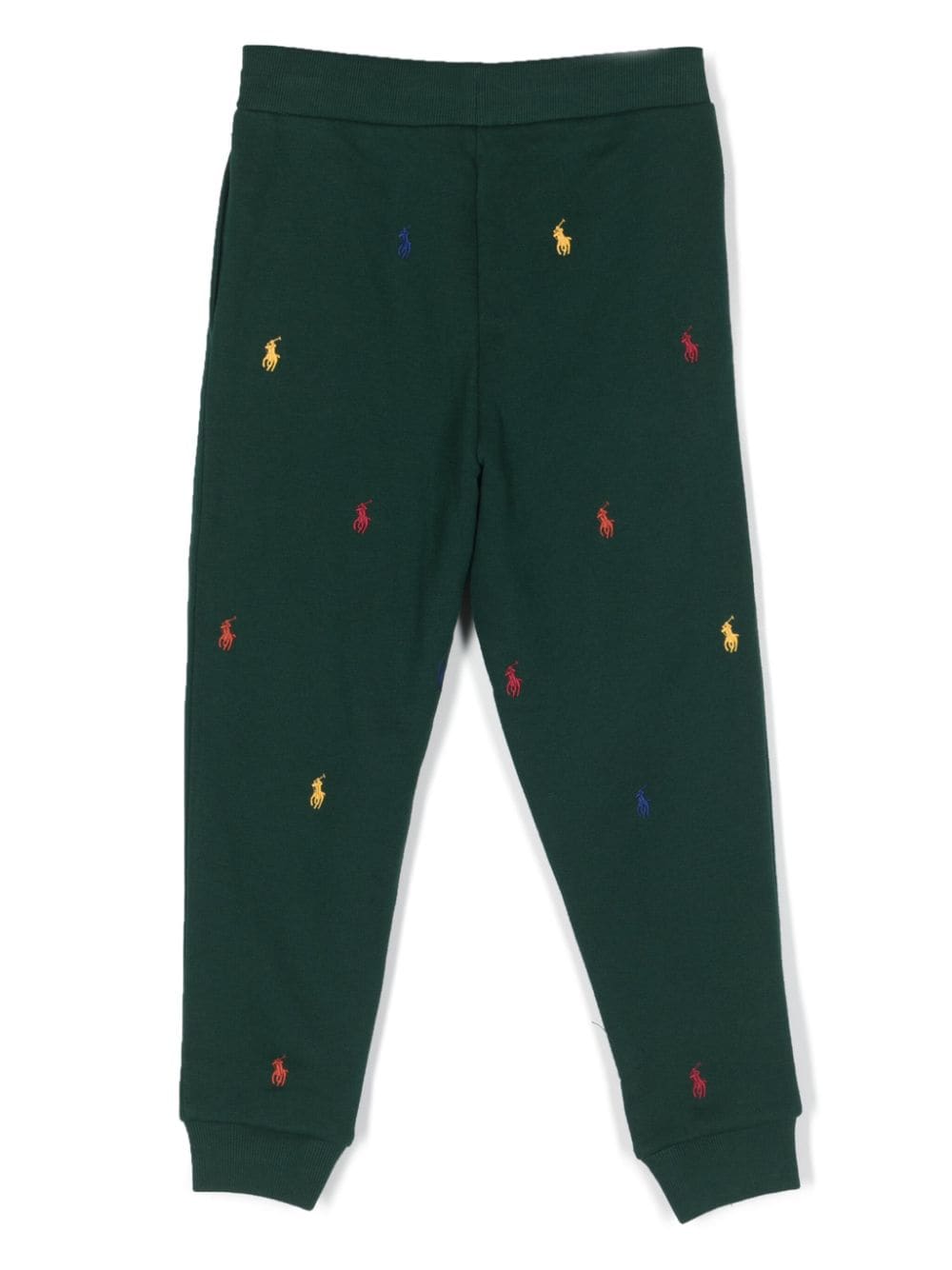 Green sports trousers for boys with logo