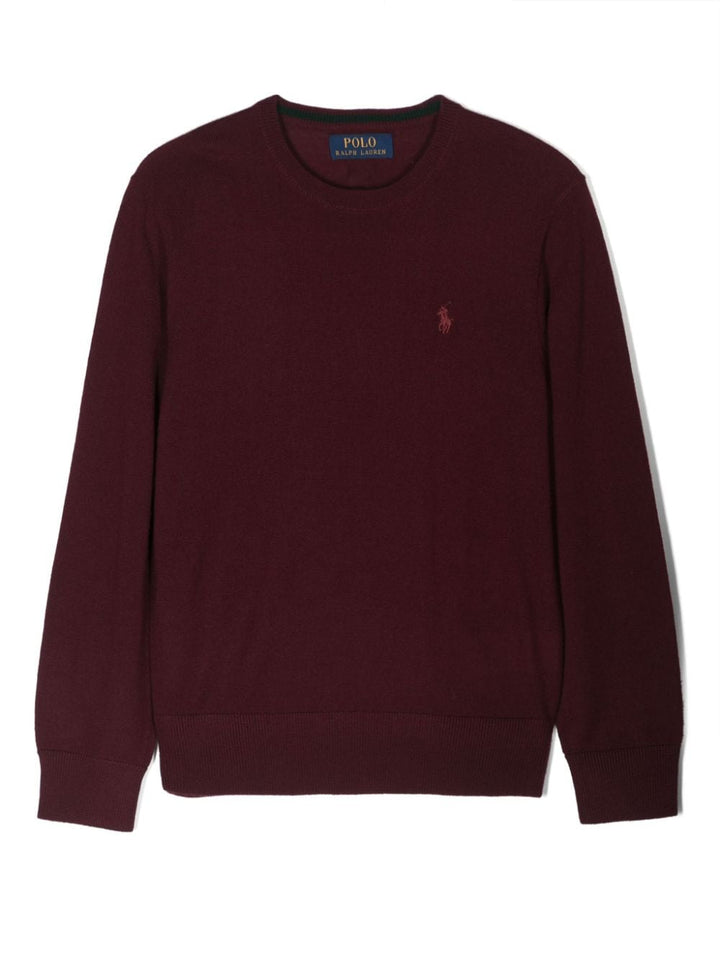 Red sweater for boys with logo