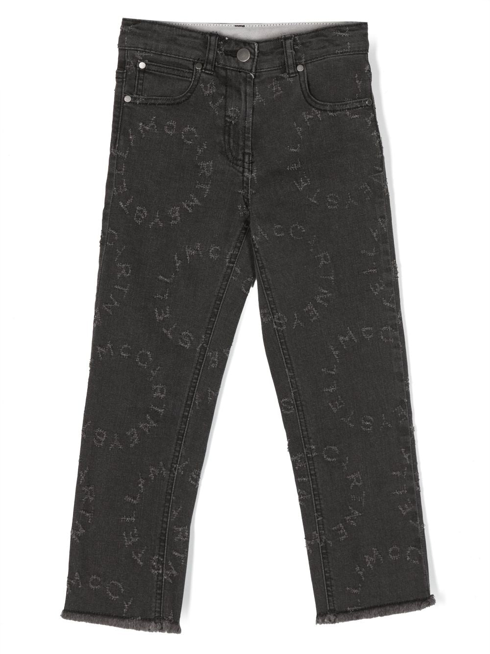 Gray jeans for girls with logo