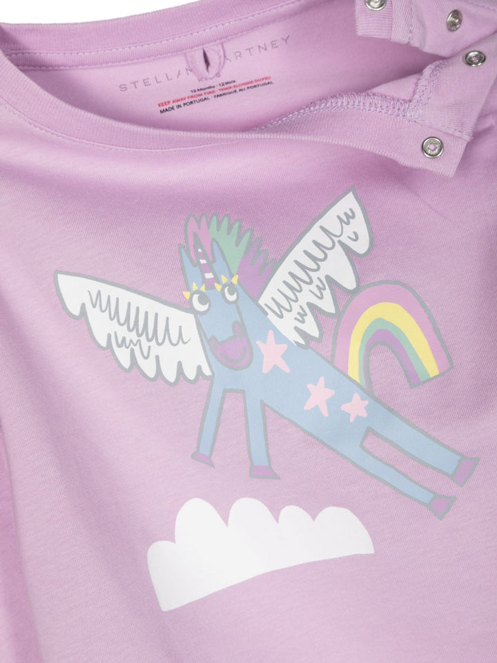 T-shirt lila per neonata con stampa
