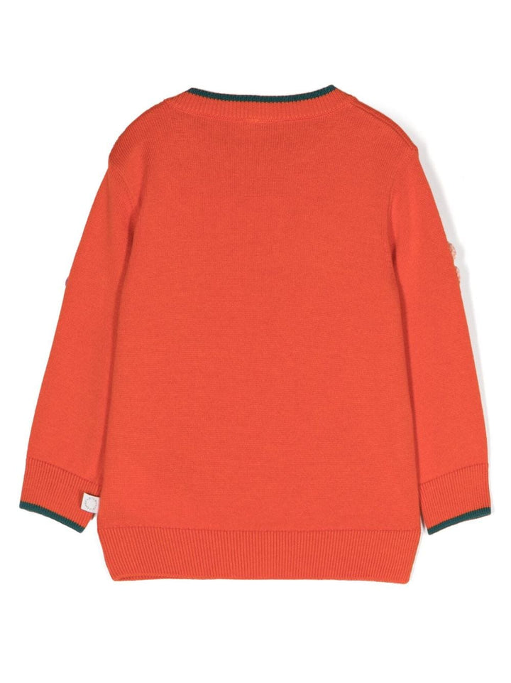 Orange sweater for baby girls with flowers