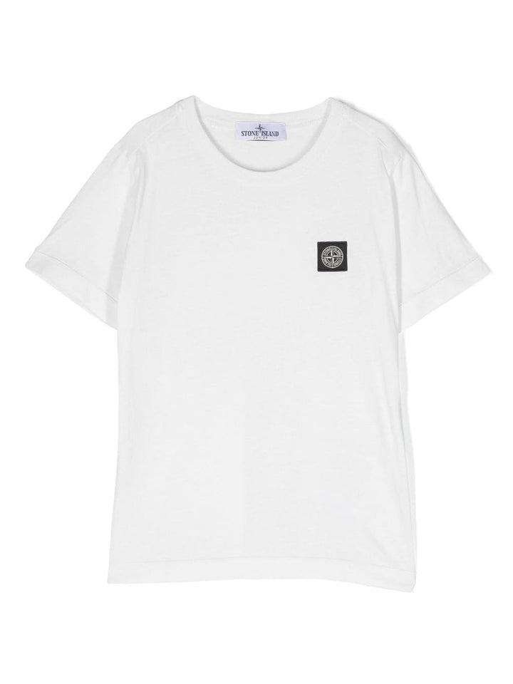 White t-shirt for boys with logo