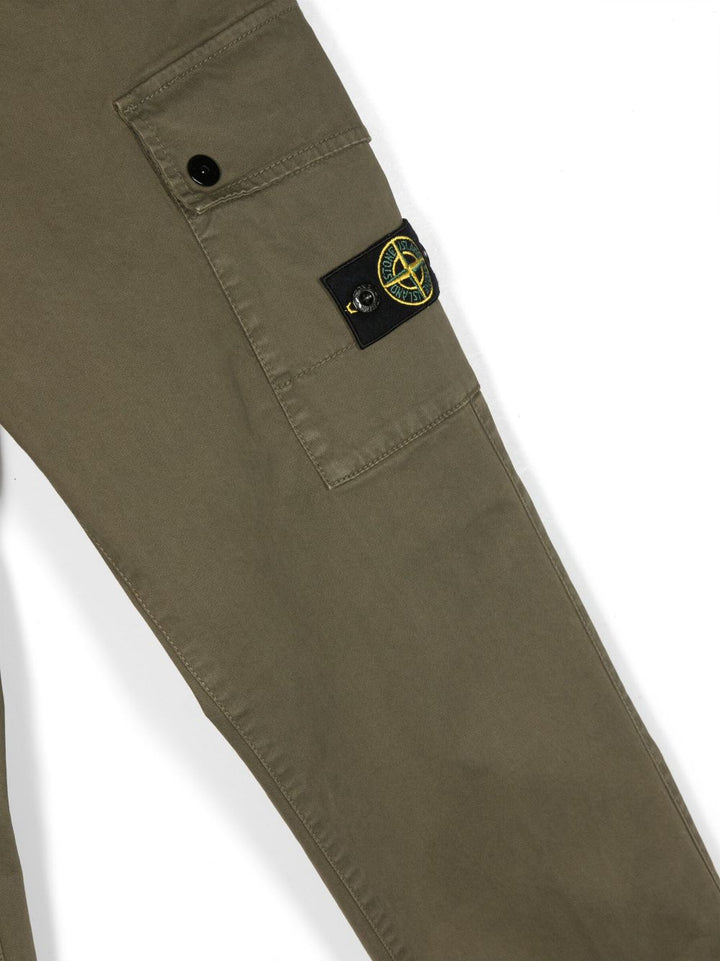Green cargo trousers for boys with logo