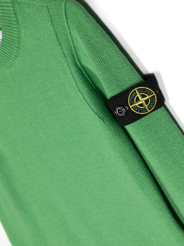 Green sweater for boys with logo