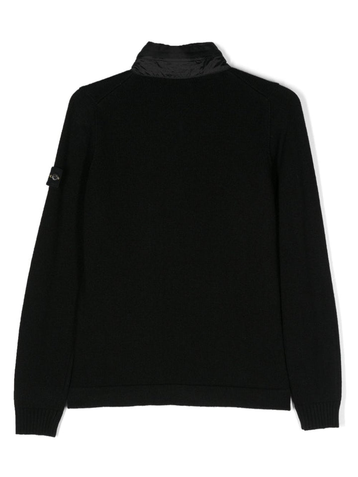 Black wool blend baby sweater