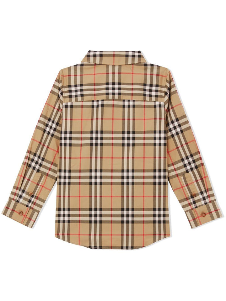 Camicia beige per bambino in twill 8059637 A7028 Burberry Kids 