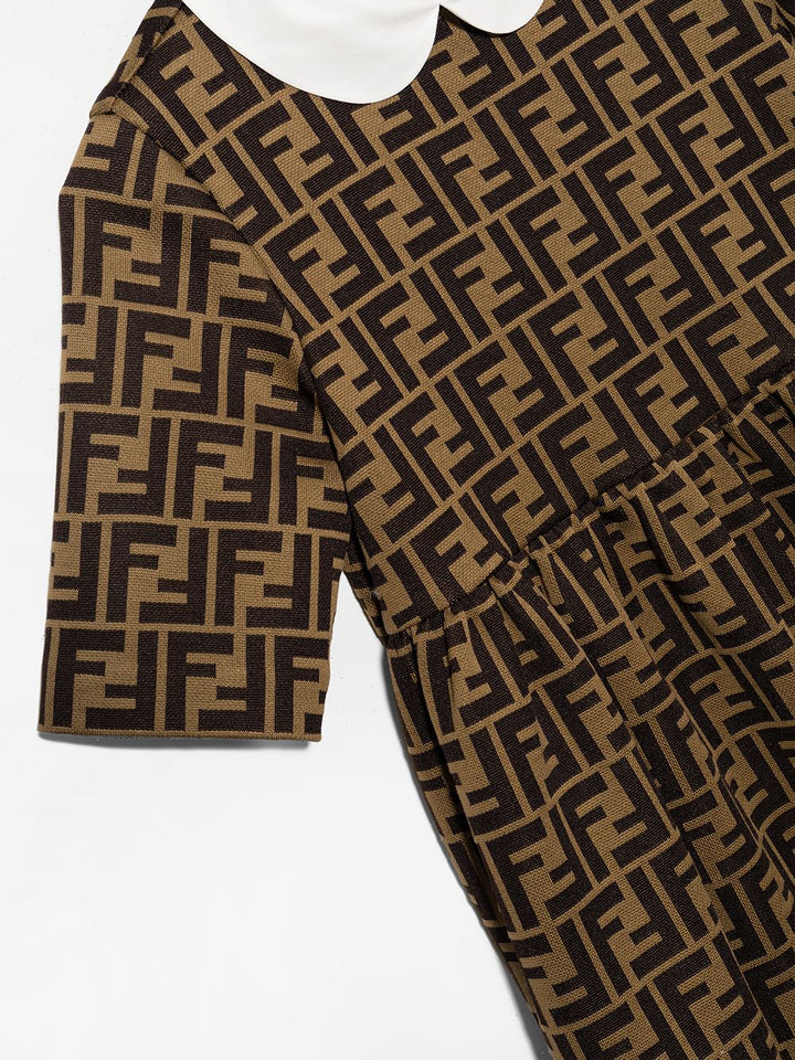 Abito marrone per bambina con logo JFB399A6A6 F0E0X Fendi Kids 