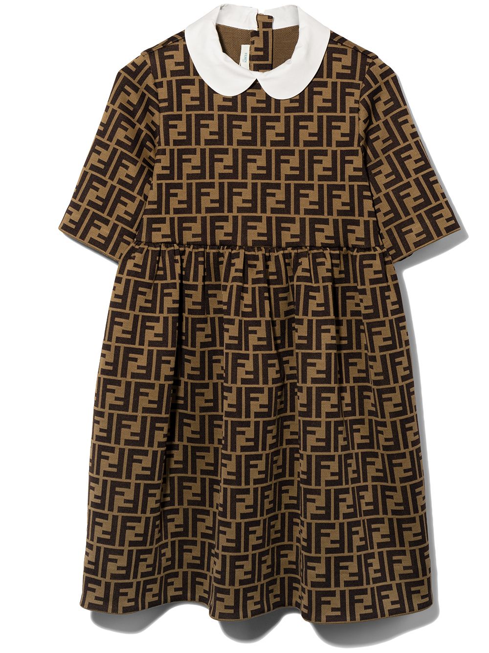 Abito marrone per bambina con logo JFB399A6A6 F0E0X Fendi Kids 