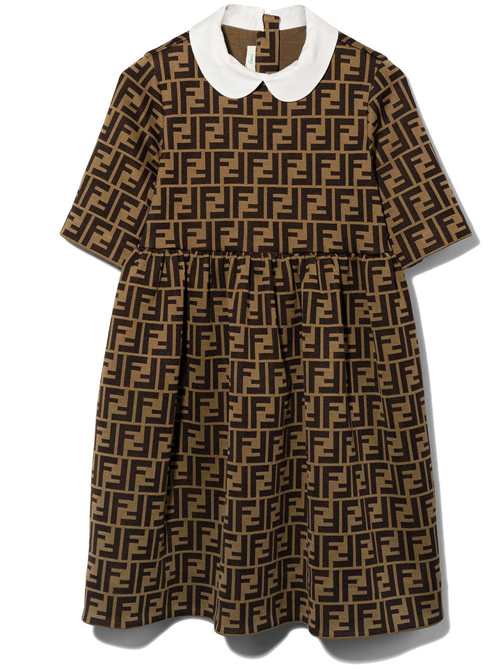 Abito marrone per bambina con logo JFB399A6A6 F0E0X Fendi Kids 