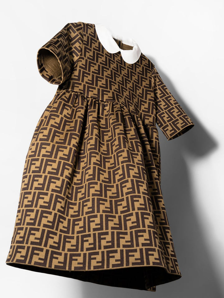 Abito marrone per bambina con logo JFB399A6A6 F0E0X Fendi Kids 