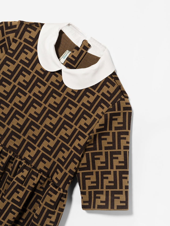 Abito marrone per bambina con logo JFB399A6A6 F0E0X Fendi Kids 