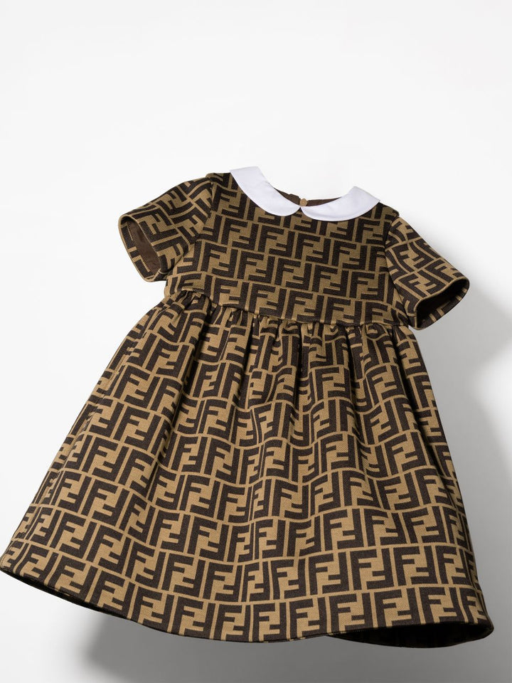 Brown dress for girls with logo