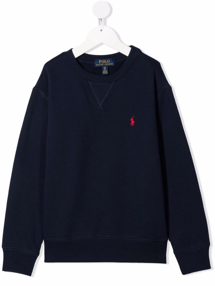Blue sweatshirt for boys with red logo