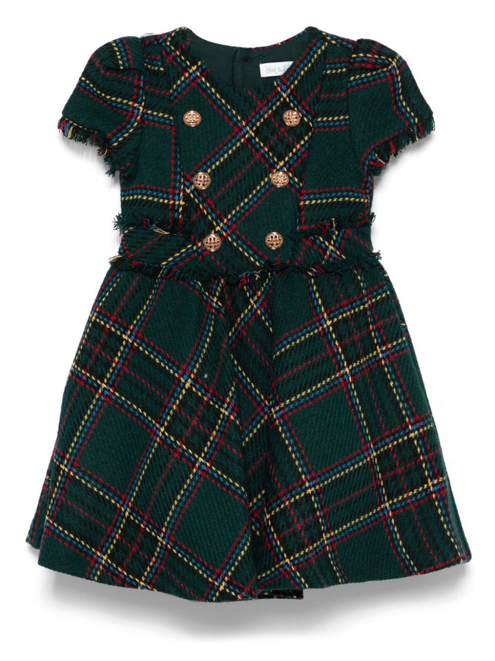 Forest Green Check Dress for Girls