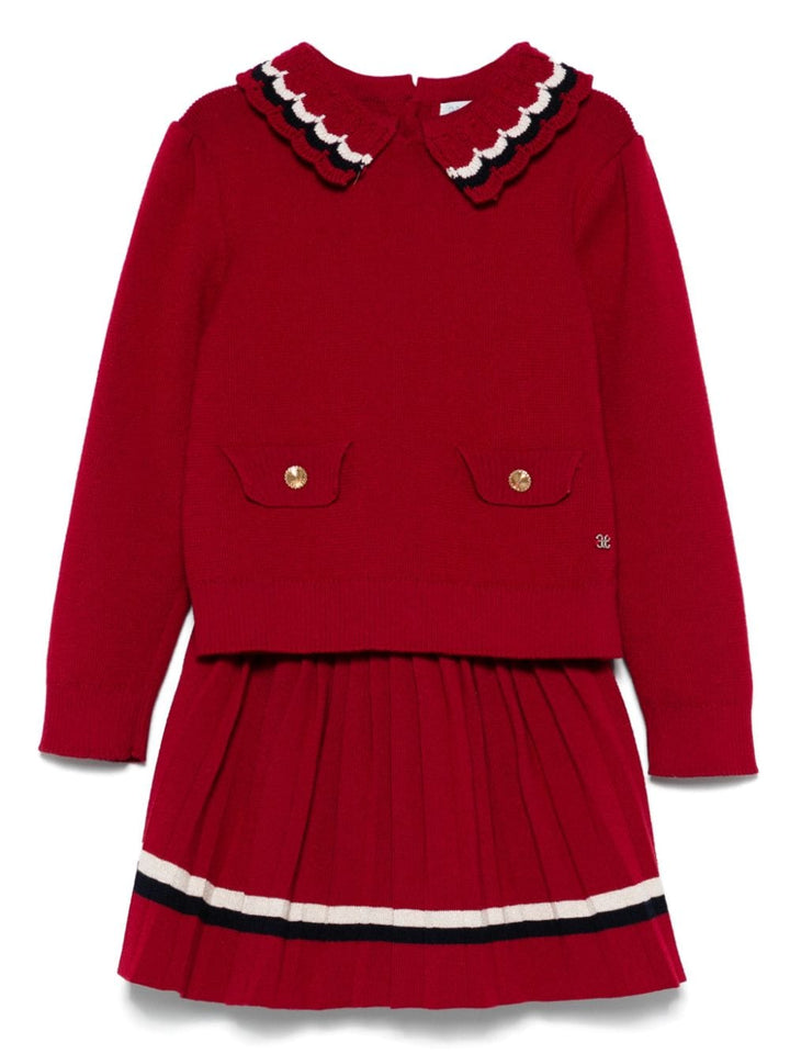 Red knitted set for girls