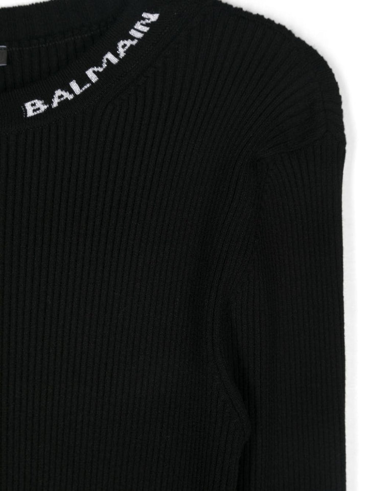 Abito nero per bambina BV1A80Z2358 930AG Balmain Kids 