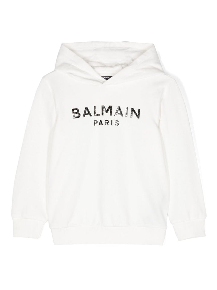 Felpa per bambino in cotone bianca BV4P00Z0001 102NE Balmain Kids 