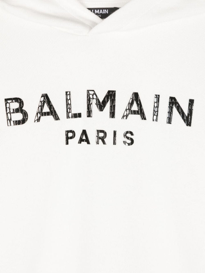 Felpa per bambino in cotone bianca BV4P00Z0001 102NE Balmain Kids 