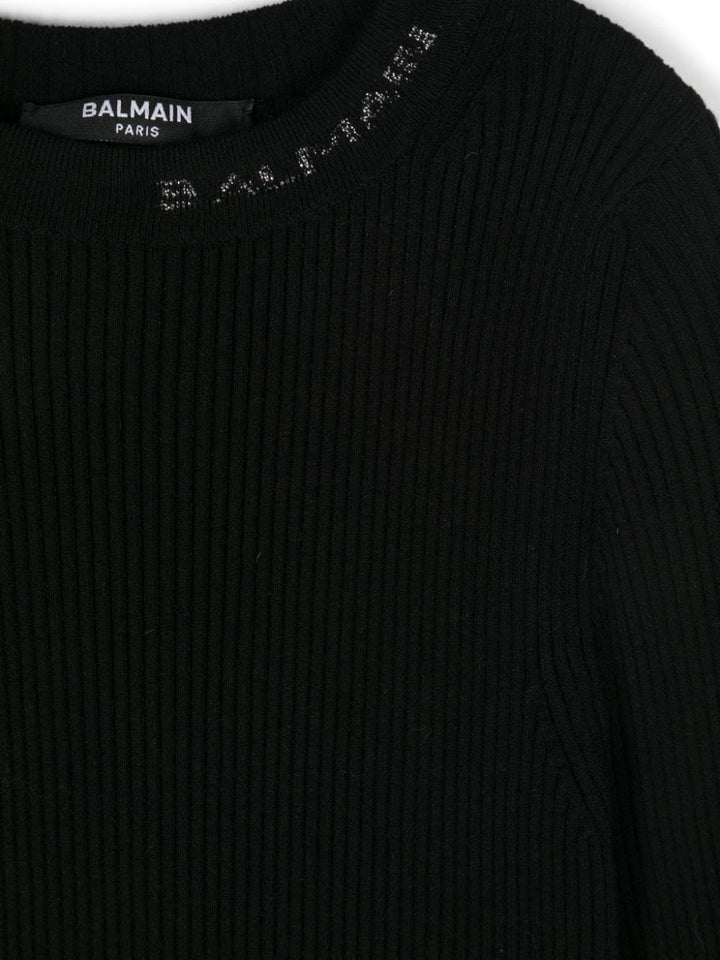 Maglia nera per bambina con logo BV9A20Z2358 930AG Balmain Kids 