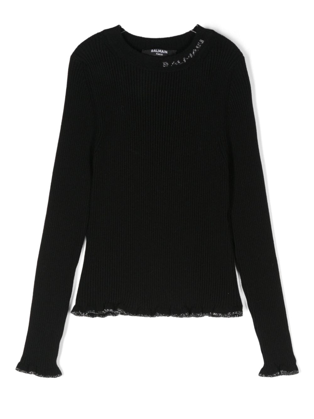 Maglia nera per bambina con logo BV9A20Z2358 930AG Balmain Kids 