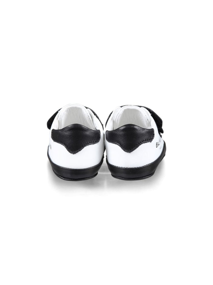 Black and white leather baby shoes