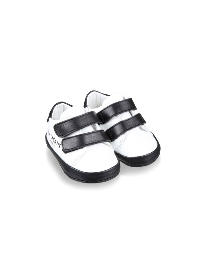 Black and white leather baby shoes