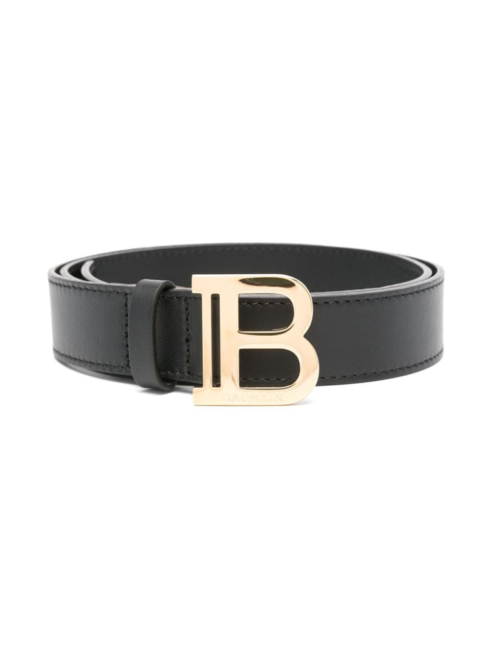 Unisex black leather belt