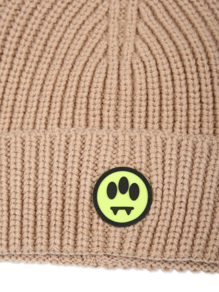 Unisex hat in beige wool blend with logo