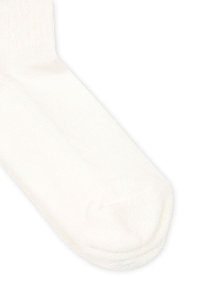 Unisex white cotton blend socks with logo