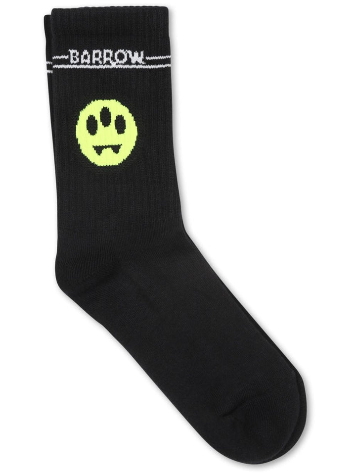 Unisex black cotton blend socks with logo
