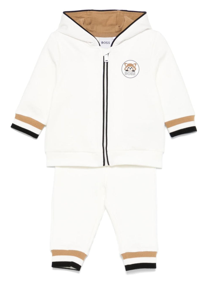 White baby outfit with logo