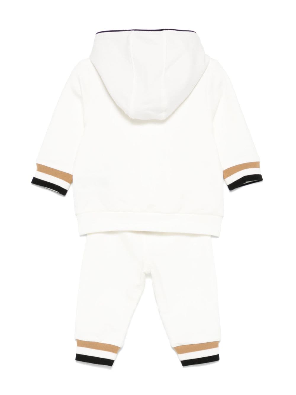 White baby outfit with logo