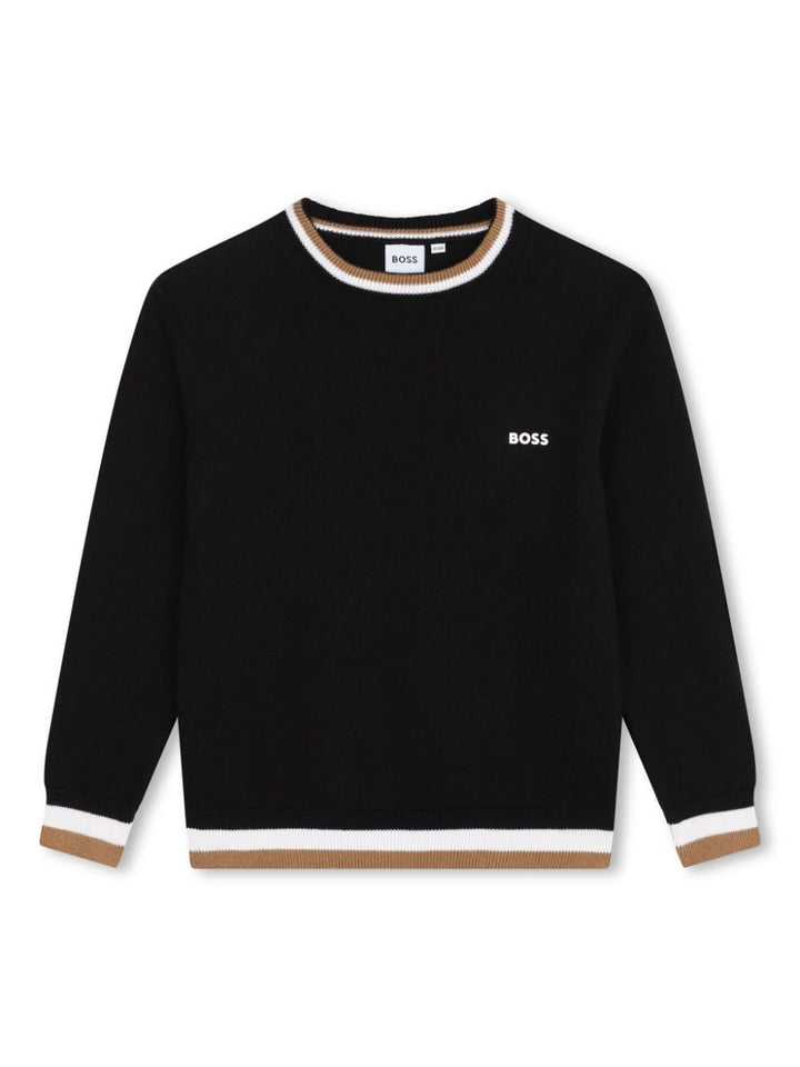 Black sweater for boys with logo