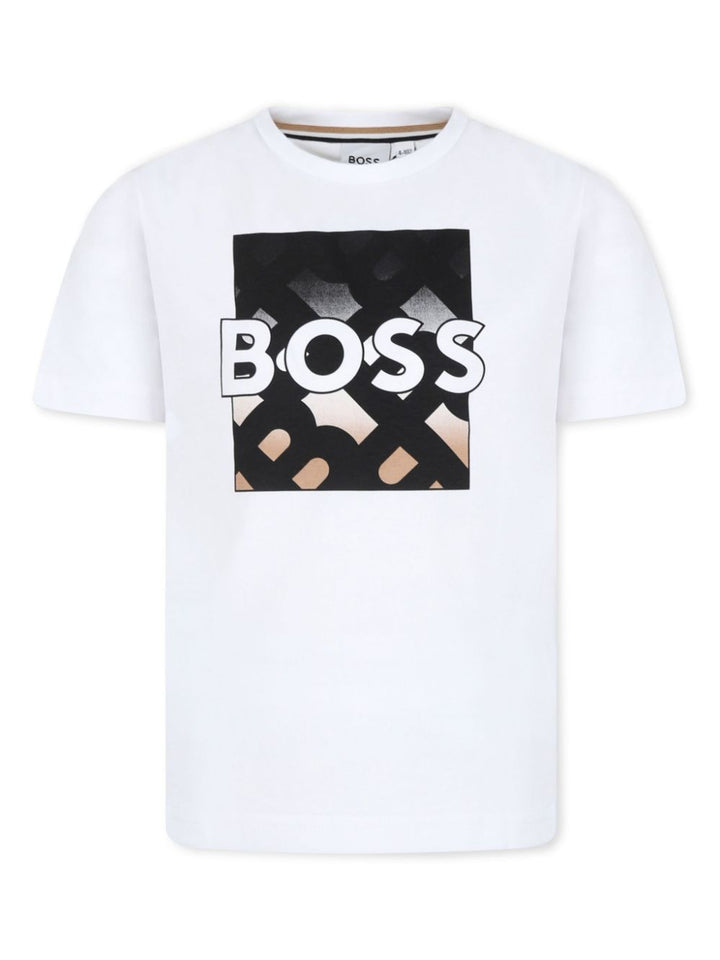 White t-shirt for boys with logo