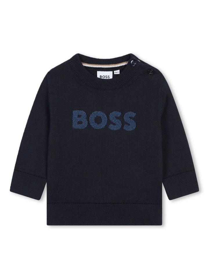 Blue baby sweater with logo