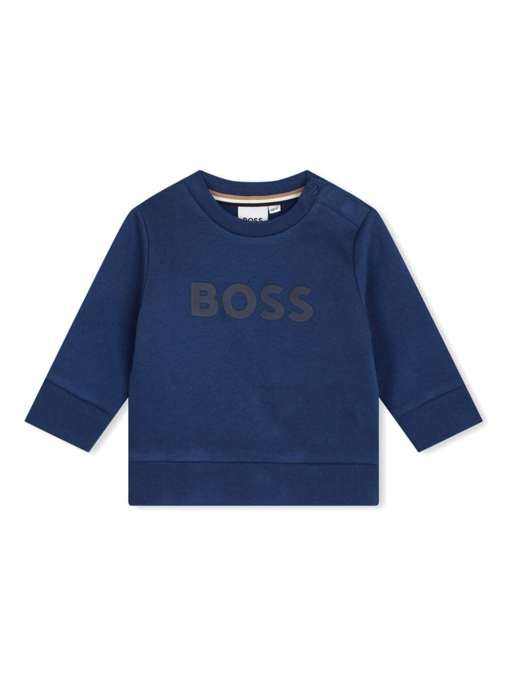 Navy blue sweatshirt for newborns with logo