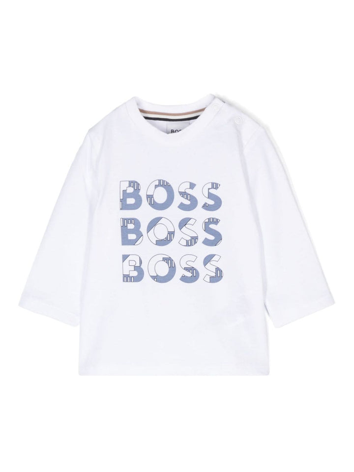 White/blue T-shirt for newborns with logo