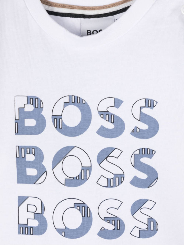 White/blue T-shirt for newborns with logo