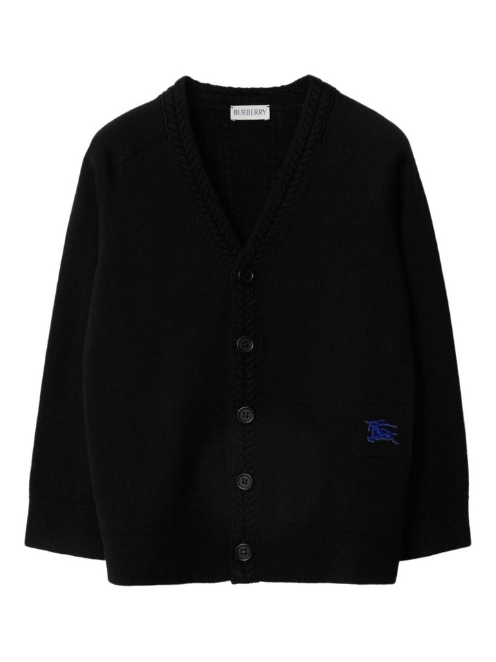 Unisex black wool cardigan
