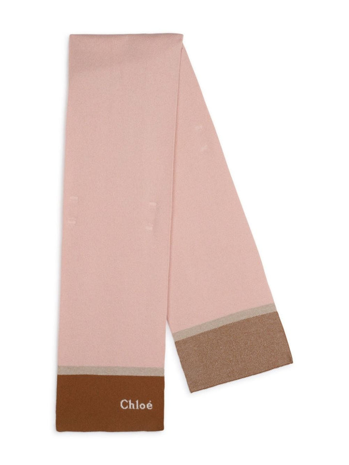 Pink/brown scarf with logo