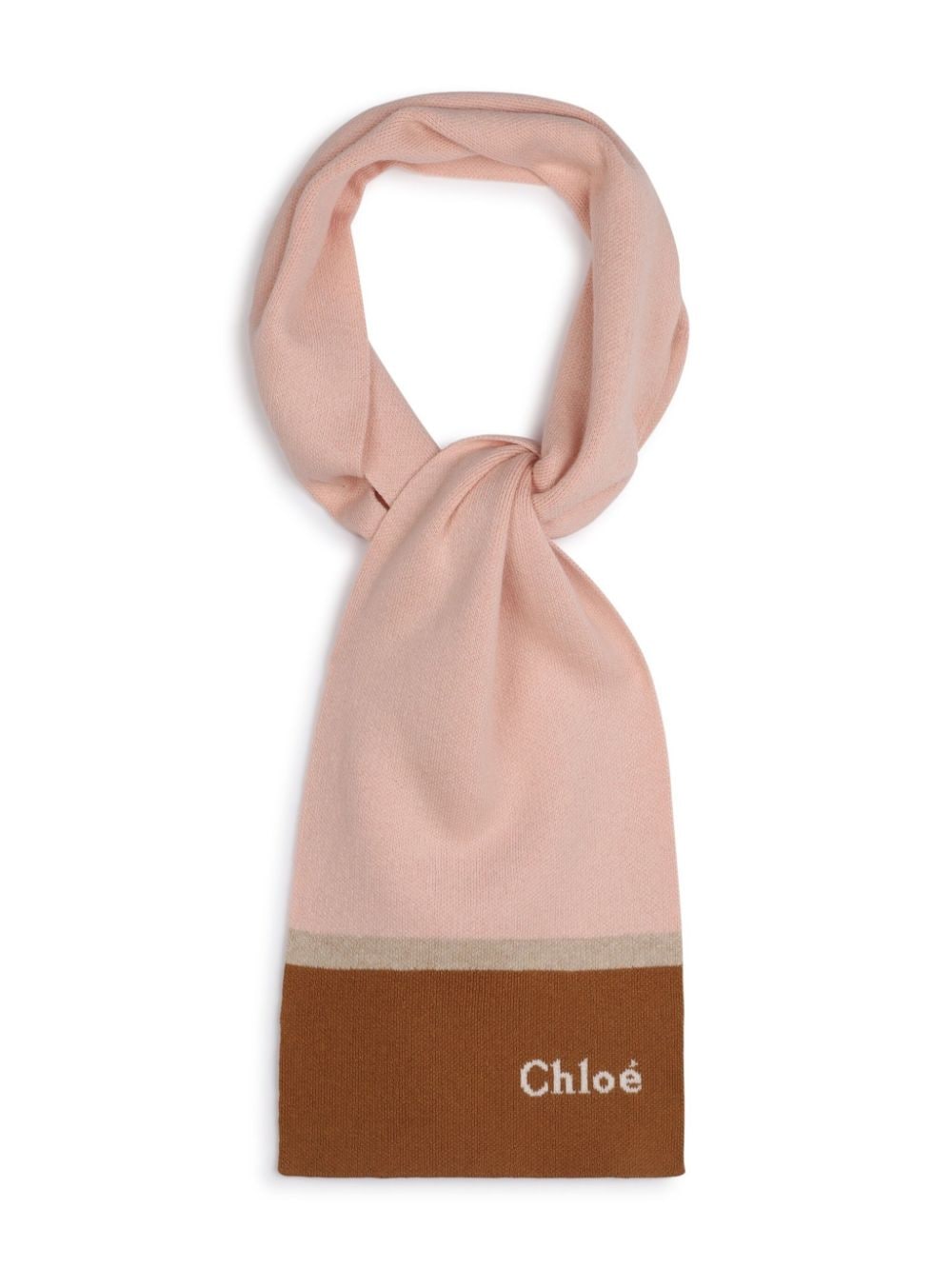 Pink/brown scarf with logo