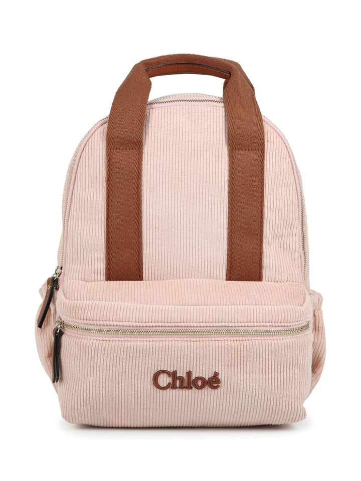 Pink backpack for girls with logo