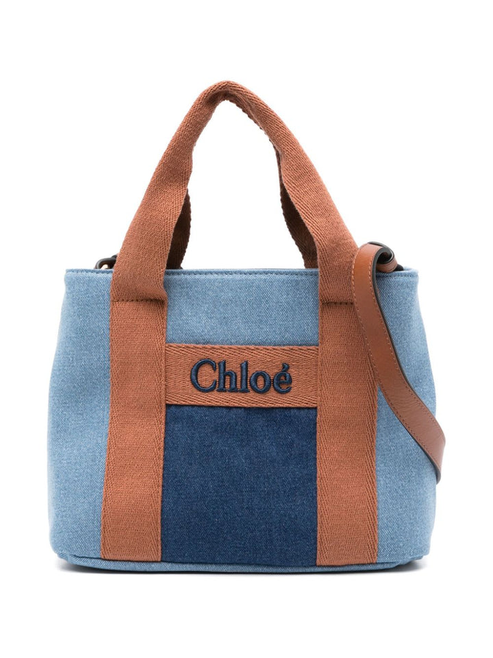 Borsa denim per bambina con logo