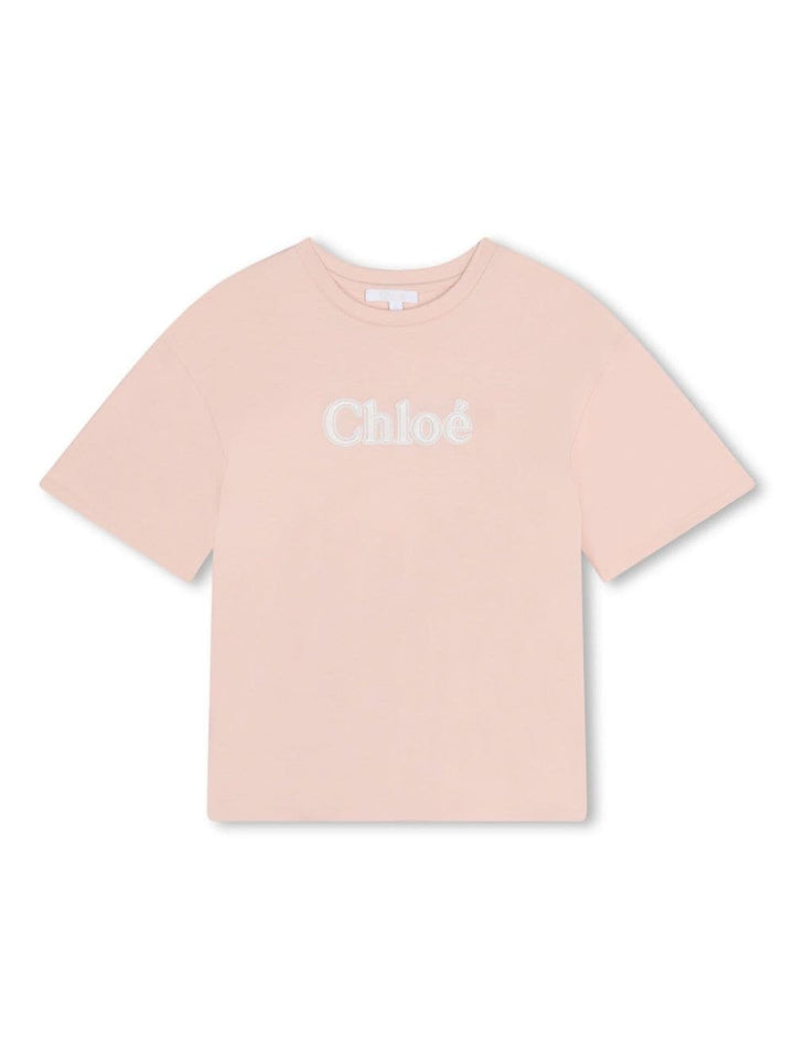 T-shirt rosa per bambina con logo