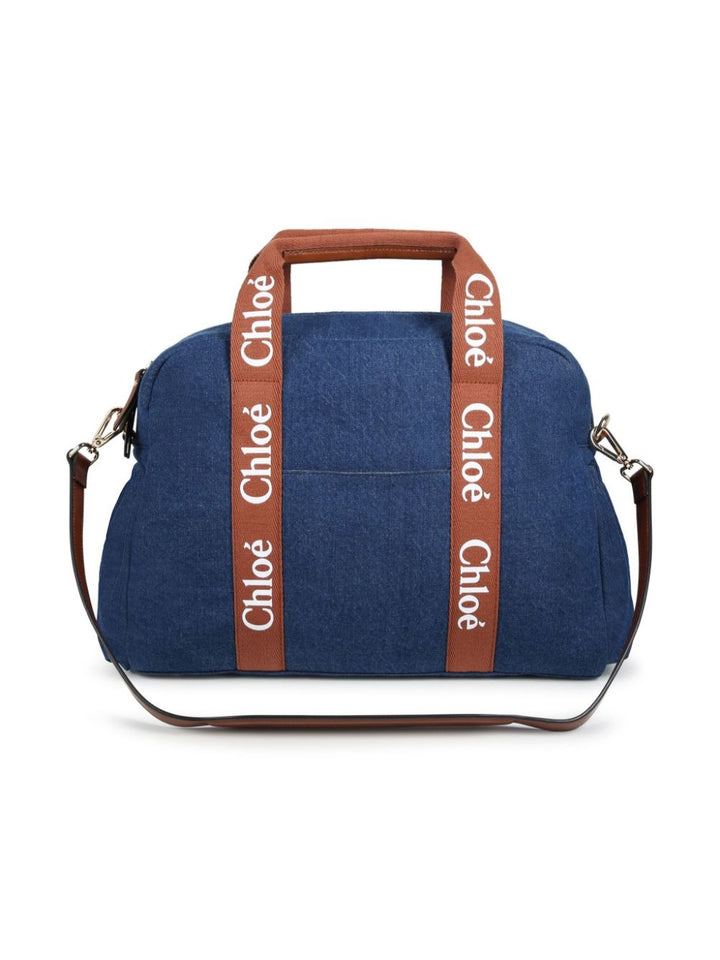 Denim mom bag with logo