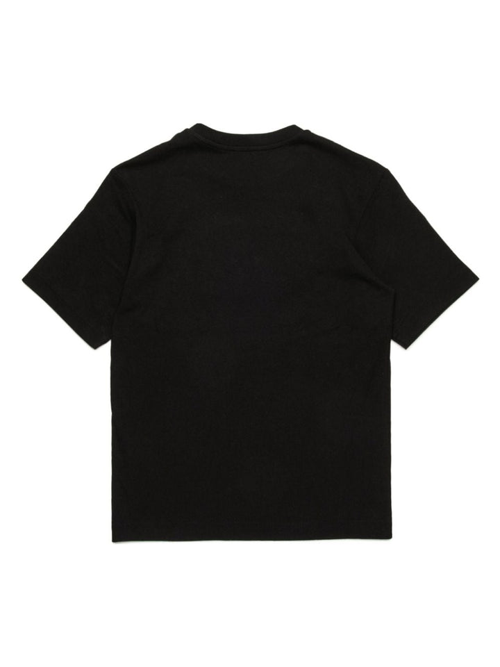 T-shirt per bambino in cotone nera con logo