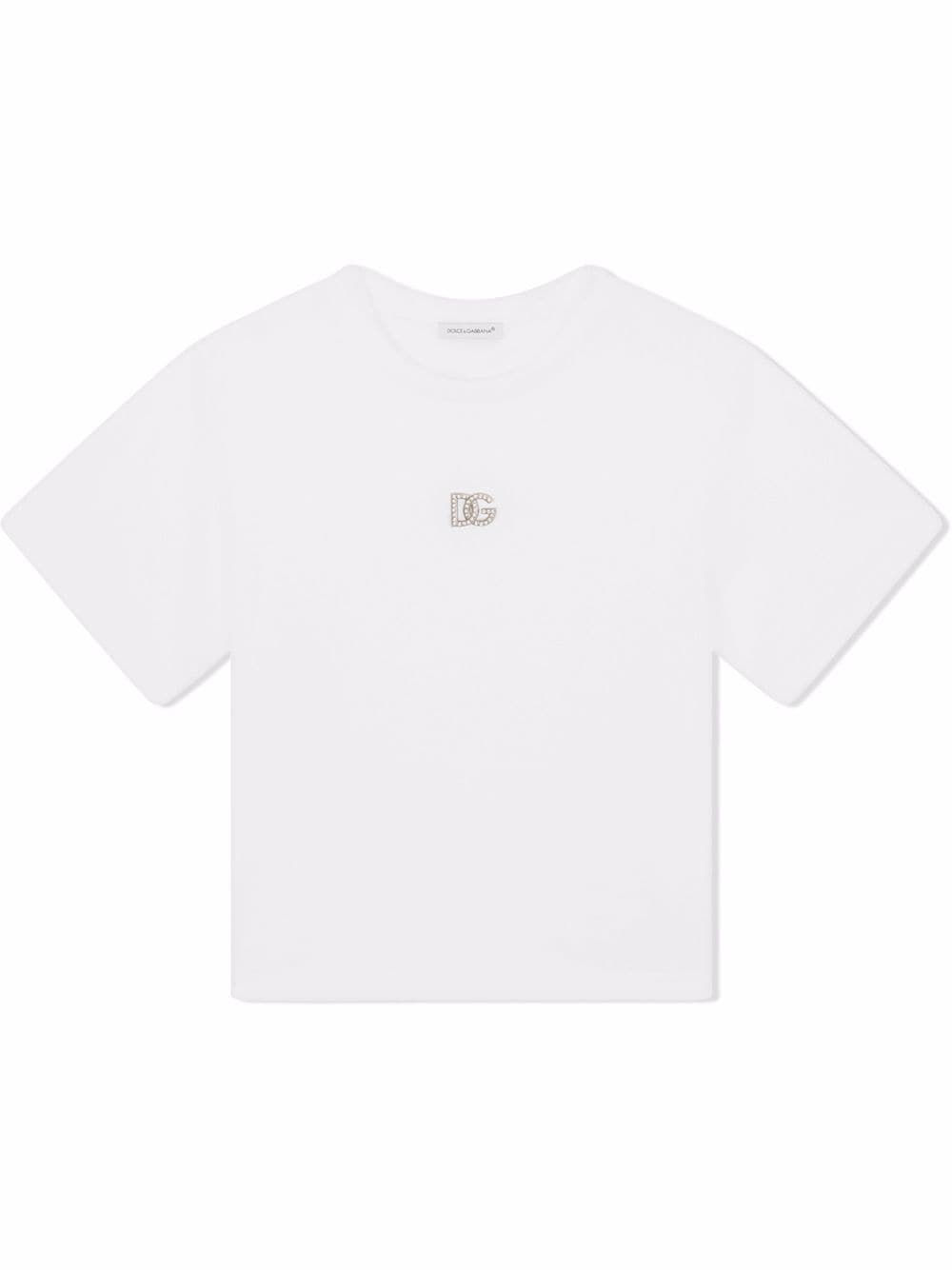 T-shirt per bambina in cotone bianca L5JTAZG7B6N W0800 Dolce & Gabbana Kids 